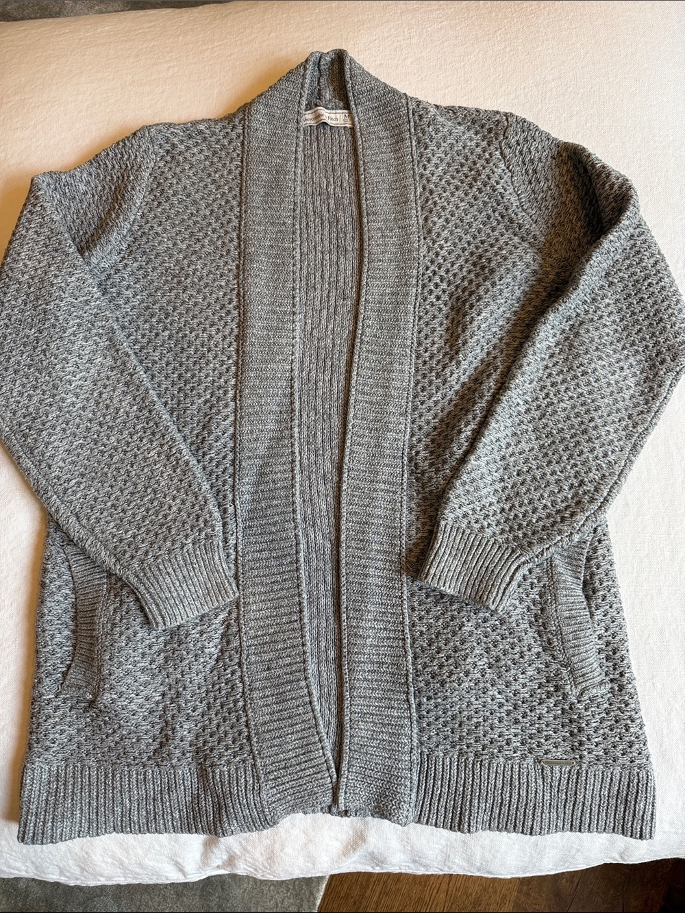 Abercrombie & Fitch Gray Open-Front Knit Cardigan